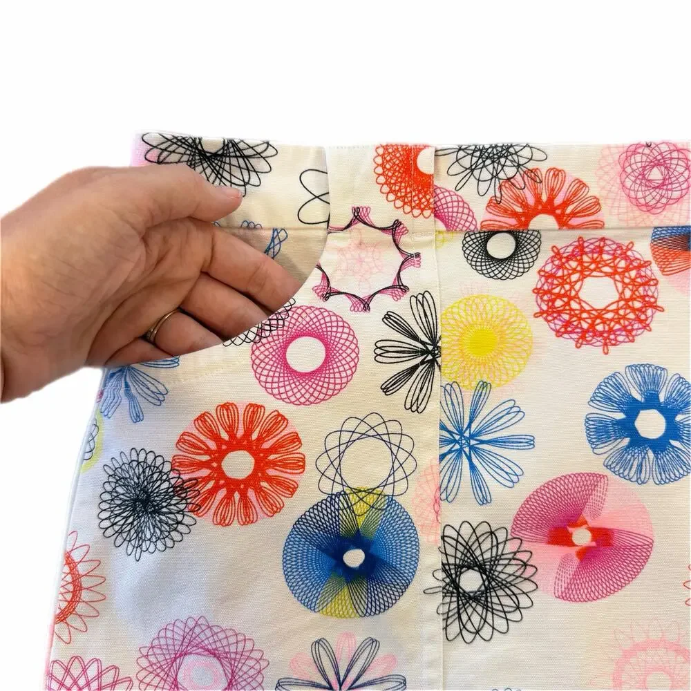 Kate Spade Saturday White Multi Color Spirograph Print Geometric Mini Skirt